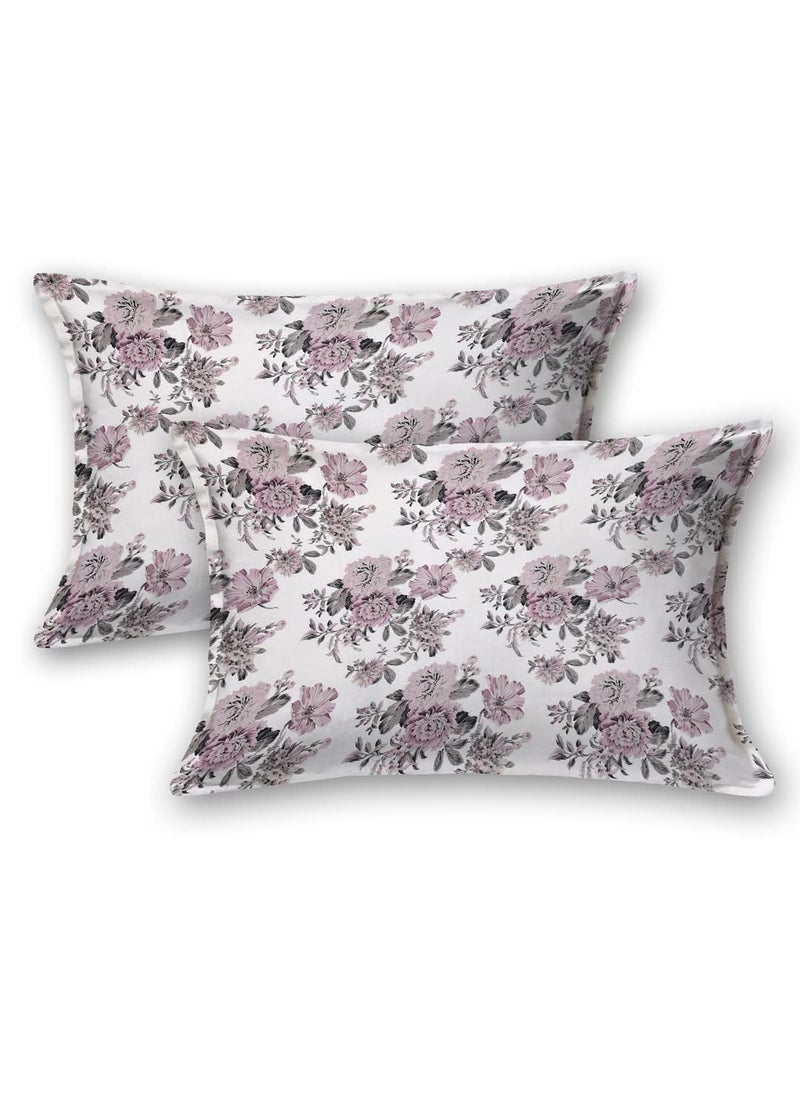 LINENWALAS LINENWALAS 100% Cotton Elastic Fitted Sheet with 2 Pillow Cover, Ultra Soft 300 Thread Count Printed Bedsheet (72x78 Inches, Boho Mink Floral)  - Image 4