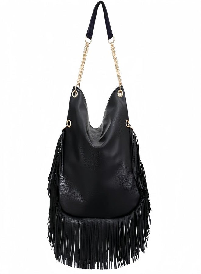 Teanea حقيبة كتف كبيرة مرصعة بالمسامير من الجلد الصناعي من تانيا، لون أسود - Image 4