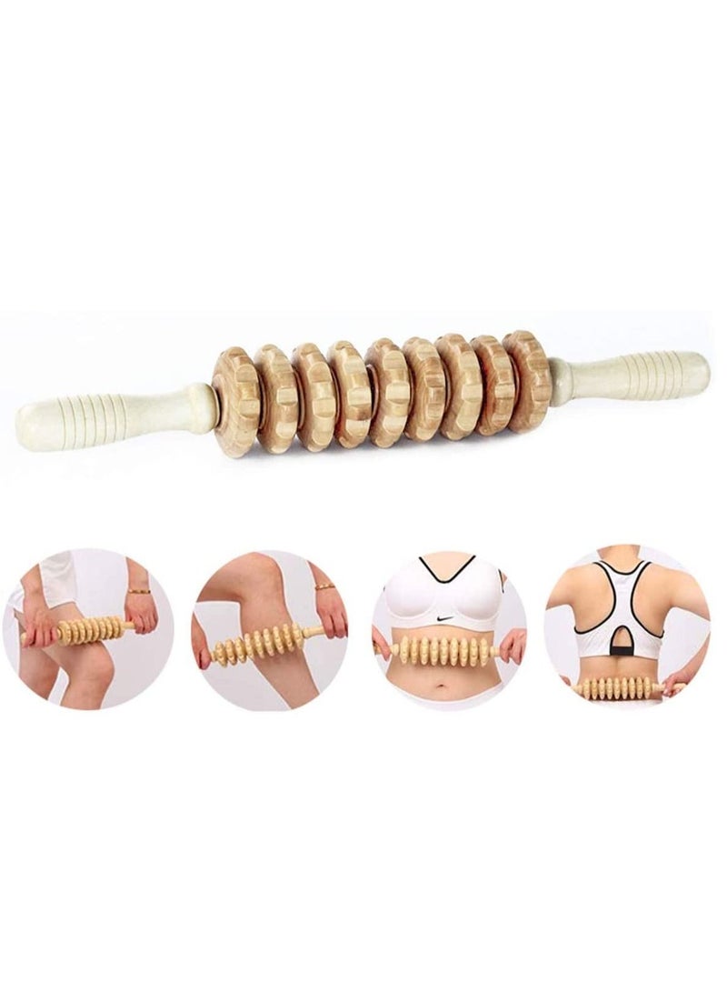 أدوات تدليك العلاج بالخشب ، مدلك خشبي بكرات ، أسطوانة تدليك مضادة للسيلوليت ، مساج يدوي للسيلوليت لتصريف الجهاز اللمفاوي ، وتسكين آلام عضلات الجسم بالكامل - Image 2