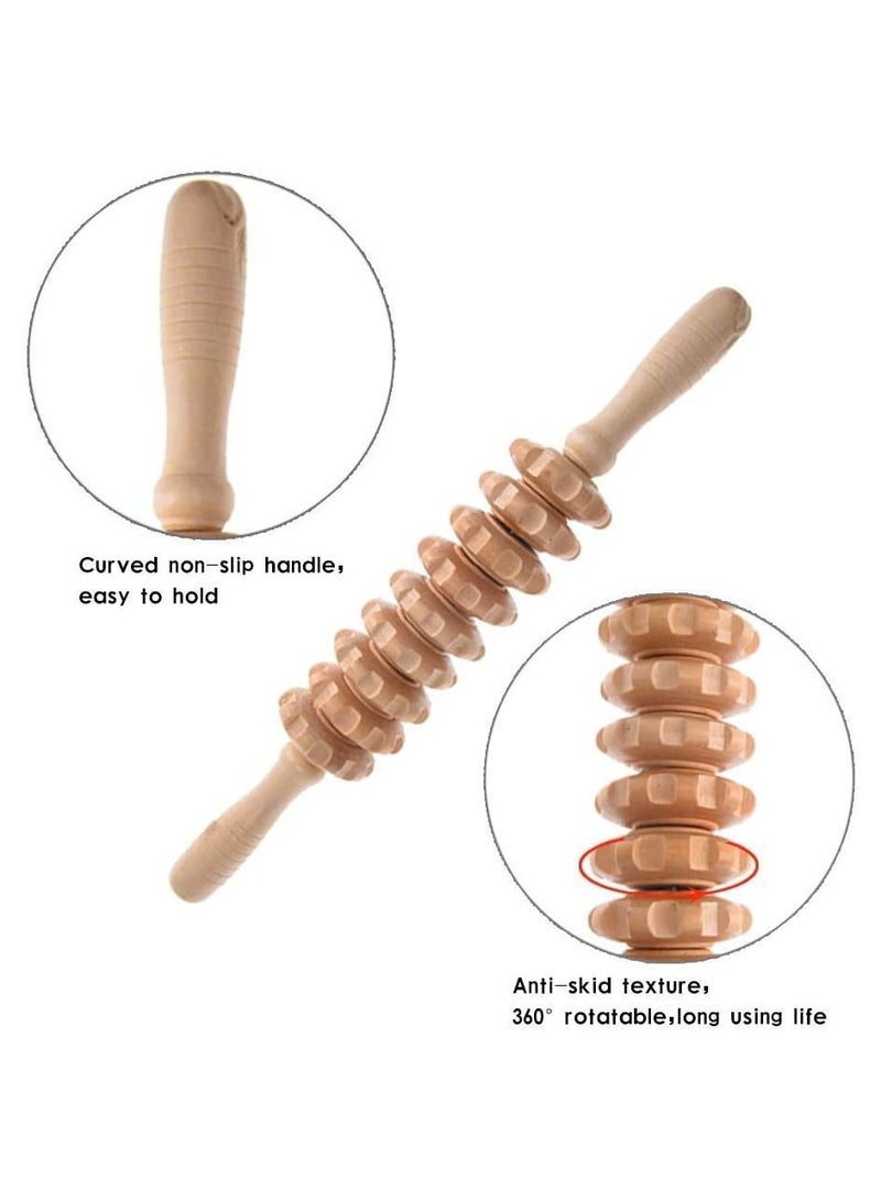 أدوات تدليك العلاج بالخشب ، مدلك خشبي بكرات ، أسطوانة تدليك مضادة للسيلوليت ، مساج يدوي للسيلوليت لتصريف الجهاز اللمفاوي ، وتسكين آلام عضلات الجسم بالكامل - Image 4