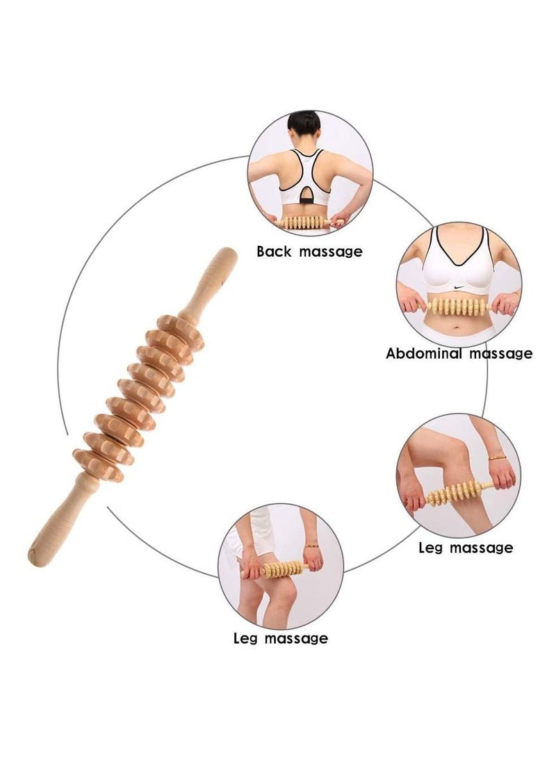 أدوات تدليك العلاج بالخشب ، مدلك خشبي بكرات ، أسطوانة تدليك مضادة للسيلوليت ، مساج يدوي للسيلوليت لتصريف الجهاز اللمفاوي ، وتسكين آلام عضلات الجسم بالكامل - Image 1