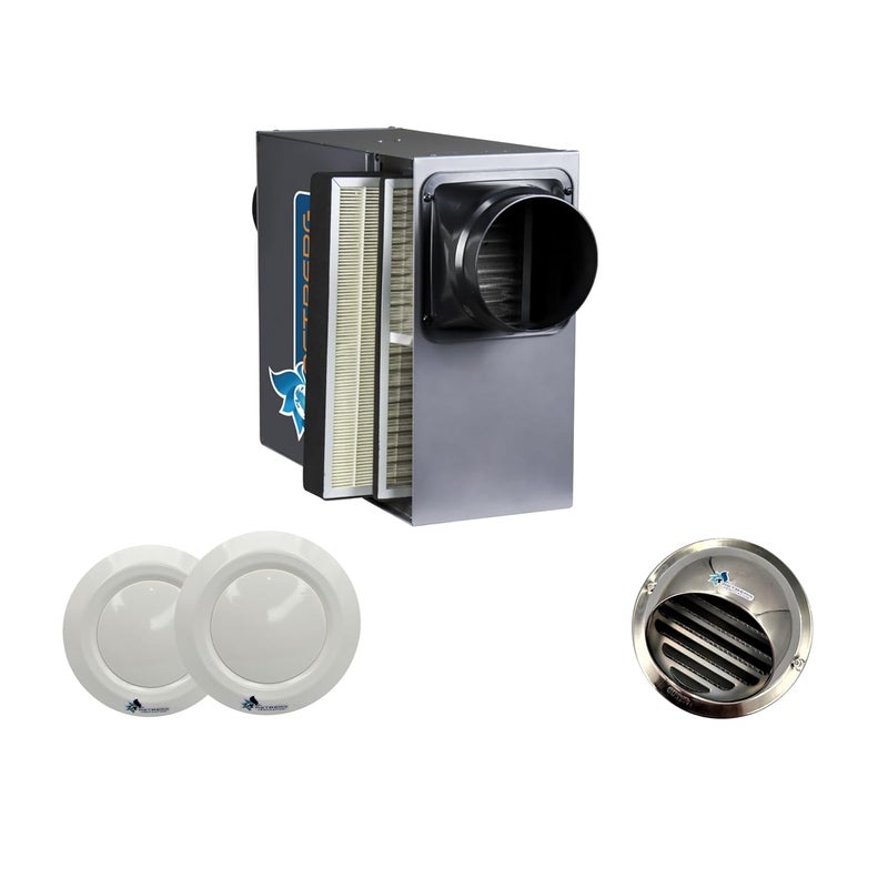 Astberg Astberg AFV45 450CMH fresh air unit hepa carbon dust filter 2 diffuser 1 steel cowl  - Image 2