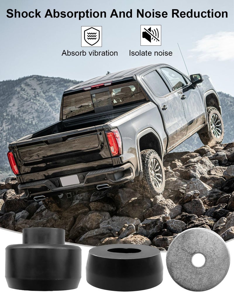 QAGGUM طقم حوامل جسم QAGGUM مناسب لشيفروليه GMC سيلفرادو سييرا 1500 2500 2WD 4WD 1999-2014 استبدال 7-141 طقم حوامل الجسم والكابينة بلاستيك بولي يوريثان أسود 24 قطعة - Image 3