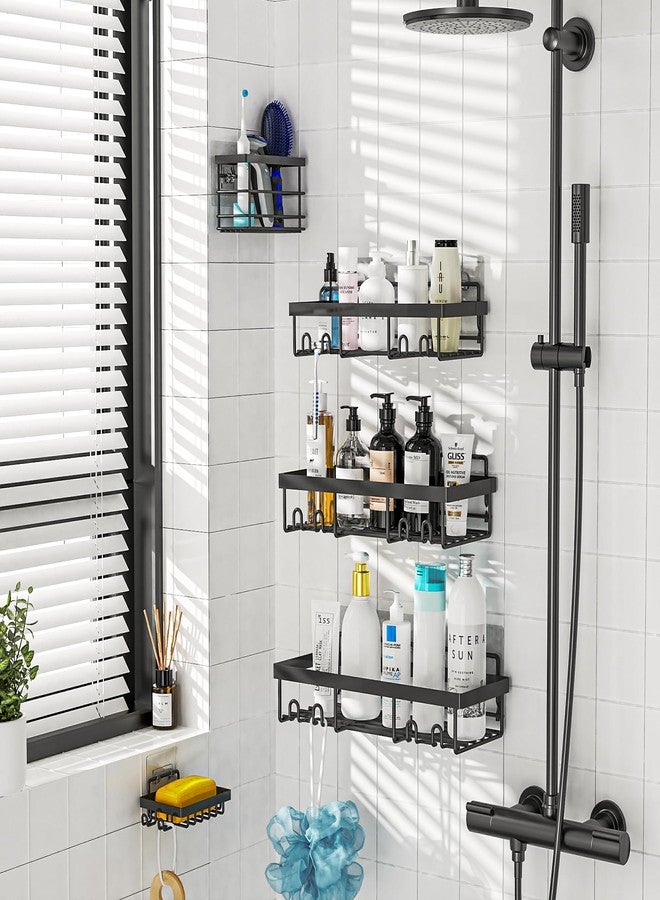 Moforoco 2Pack Flat Hook Shower Caddy, No Drilling Adhesive Shower Hooks - Image 4