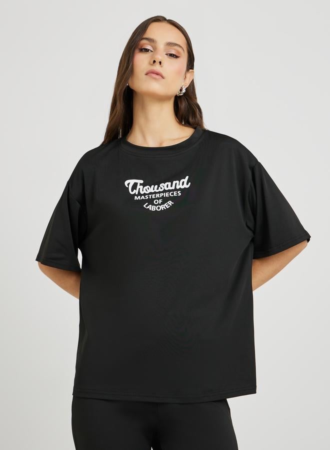 تايك تو طقم تي شيرت بأكمام قصيرة مطبوع بحروف ستايلي وليجنز - Image 3