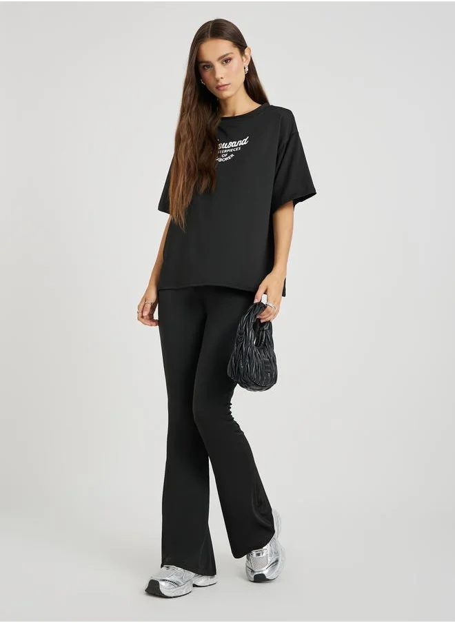 Take Two Take Two Typography Printed Short Sleeve T-Shirt and Leggings Co-Ords