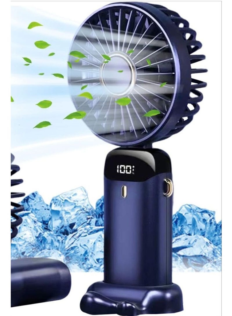 Portable Handheld Fan, Quiet Mini Fan, 5V/2A USB Rechargeable Battery Fan, Battery Powered Table Fan with 5 Speeds for Home, Travel, On-the-Go, Office