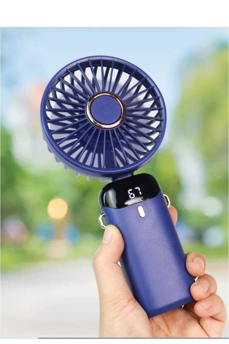 Portable Handheld Fan, Quiet Mini Fan, 5V/2A USB Rechargeable Battery Fan, Battery Powered Table Fan with 5 Speeds for Home, Travel, On-the-Go, Office