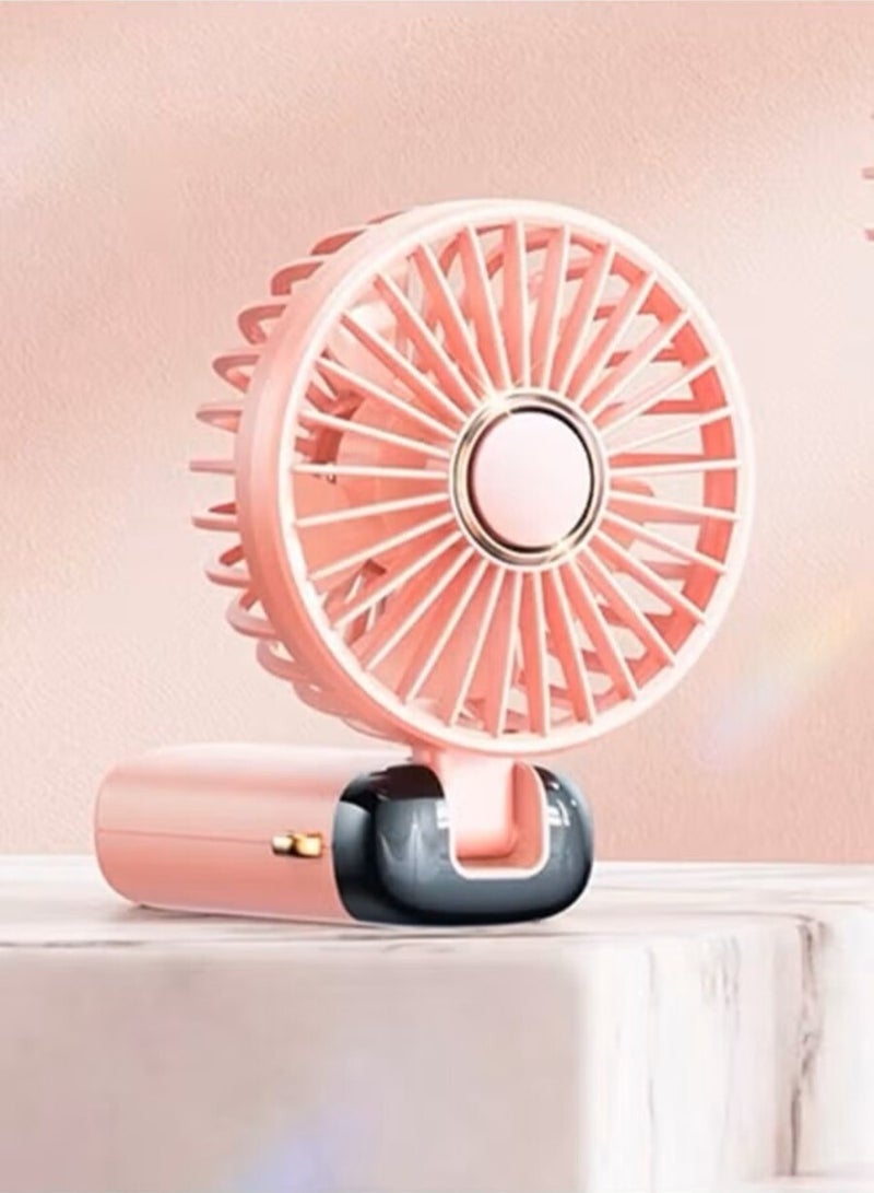 Portable Handheld Fan, Quiet Mini Fan, 5V/2A USB Rechargeable Battery Fan, Battery Powered Table Fan with 5 Speeds for Home, Travel, On-the-Go, Office