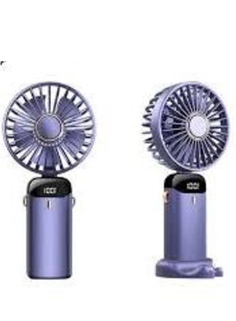 Portable Handheld Fan, Quiet Mini Fan, 5V/2A USB Rechargeable Battery Fan, Battery Powered Table Fan with 5 Speeds for Home, Travel, On-the-Go, Office
