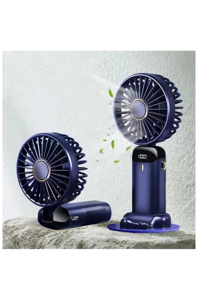 Portable Handheld Fan, Quiet Mini Fan, 5V/2A USB Rechargeable Battery Fan, Battery Powered Table Fan with 5 Speeds for Home, Travel, On-the-Go, Office