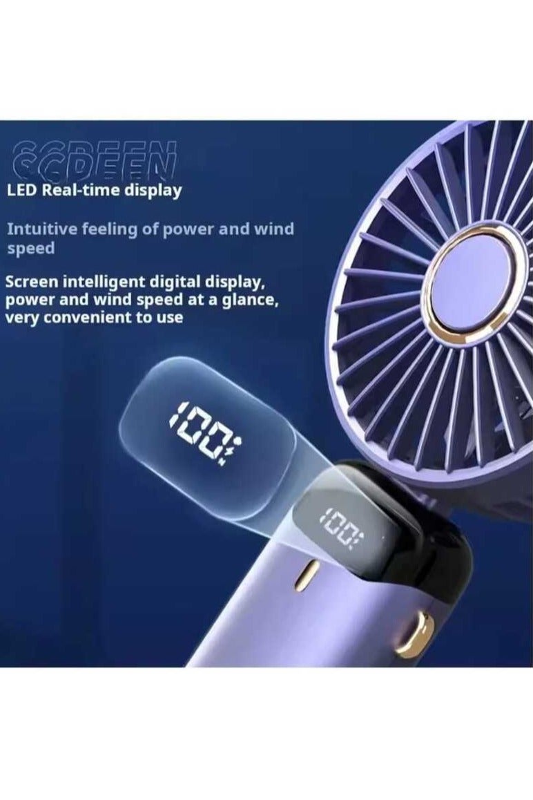 Portable Handheld Fan, Quiet Mini Fan, 5V/2A USB Rechargeable Battery Fan, Battery Powered Table Fan with 5 Speeds for Home, Travel, On-the-Go, Office