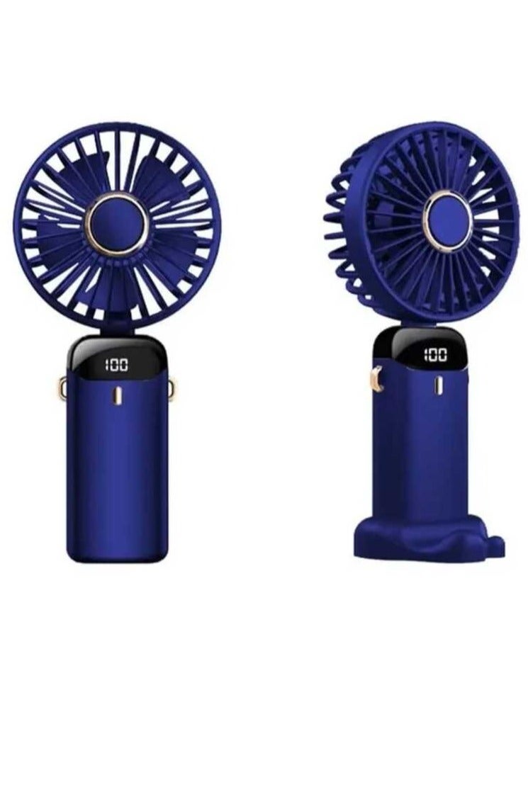 Portable Handheld Fan, Quiet Mini Fan, 5V/2A USB Rechargeable Battery Fan, Battery Powered Table Fan with 5 Speeds for Home, Travel, On-the-Go, Office