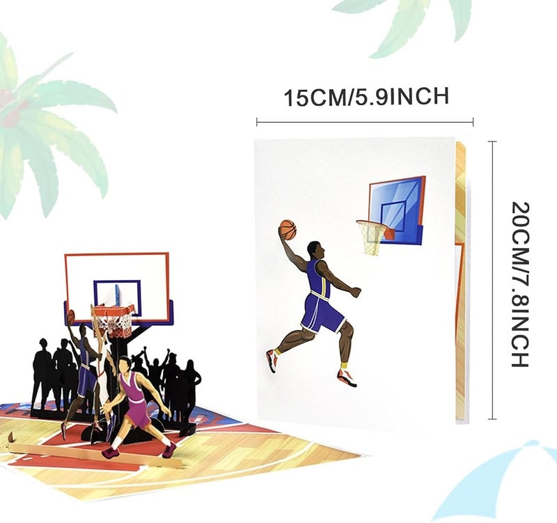 BIGTHREE Basketball Pop Up Card, Pop Up Basketball Birthday Card,3D Sports Greeting Card for Anniversary, Father's Day, Happy Birthday Card for Friends, Kids, Him, Dad, Husband, Boyfriend - Image 2