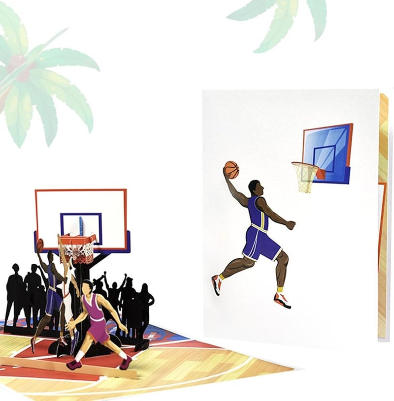 BIGTHREE Basketball Pop Up Card, Pop Up Basketball Birthday Card,3D Sports Greeting Card for Anniversary, Father's Day, Happy Birthday Card for Friends, Kids, Him, Dad, Husband, Boyfriend - Image 1