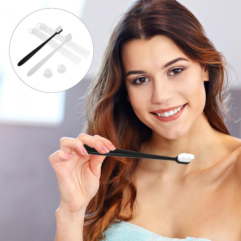 10 قطعة من فرشاة الأسنان ذات الشعيرات الناعمة فائقة النعومة لحماية اللثة، بتصميم مموج أبيض وأسود - Image 3