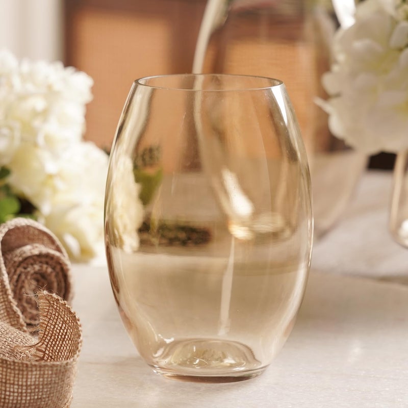 PURE HOME + LIVING Pure Home Living Clear Amber Oblong Glass Vase Small  - Image 2