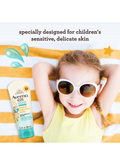 Aveeno Aveeno Kids Continuous Protection Zinc Oxide Mineral Sunscreen Lotion for Children's Sensitive Skin with Broad Spectrum SPF 50, Tear-Free, Sweat- & Water-Resistant, Non-Greasy, 3 fl. oz  - Image 3