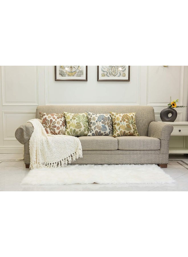 Mika Home Mika Home Set of 2 Jacquard Tropical Leaf Pattern Throw Pillow Covers Decorative Pillowcase 20X20 InchesTeal Cream  - Image 2