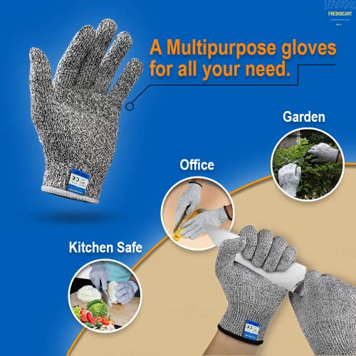FreshDcart Level 5 Anti-Cut Resistant Gloves With Cut Proof Safety - Ideal For Industrial And Kitchen Use, Free Size, Grey, Polyethylene, Pack Of 1 - Image 4