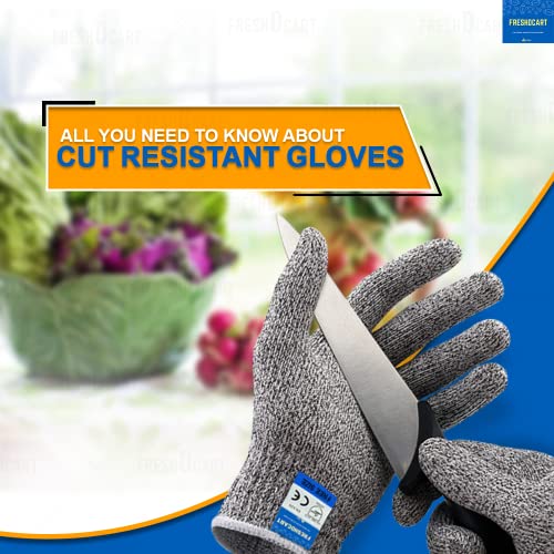 FreshDcart Level 5 Anti-Cut Resistant Gloves With Cut Proof Safety - Ideal For Industrial And Kitchen Use, Free Size, Grey, Polyethylene, Pack Of 1 - Image 2