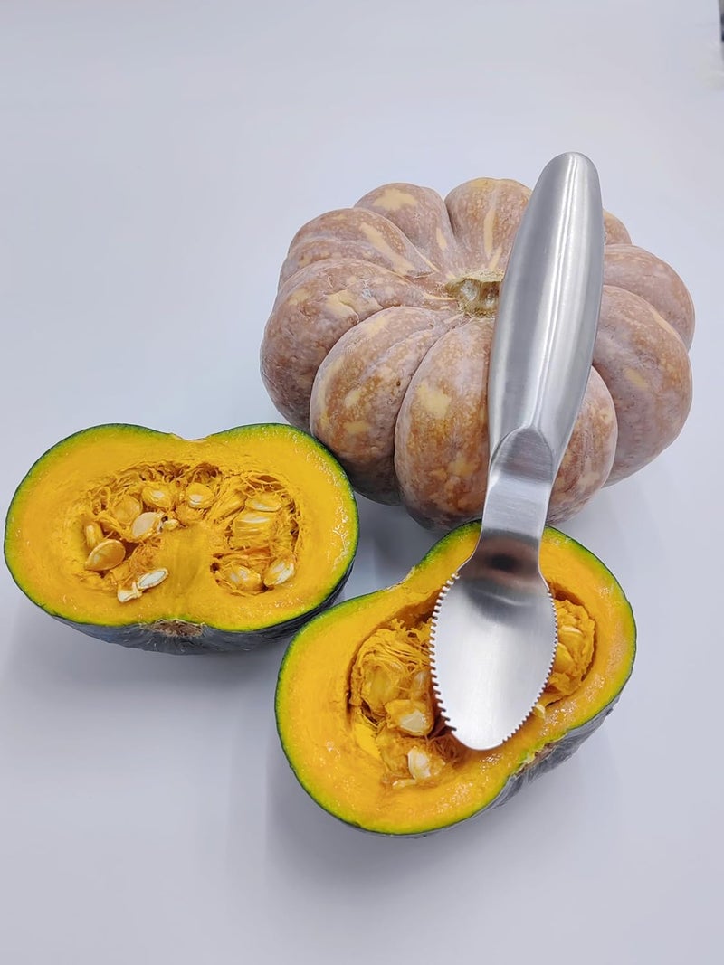 SWEIBIAI Stainless Steel Grapefruit Spoons with Serrated Edge Serrated Spoon Pumpkin Scraper Pumpkin Core Remover Scoop - Image 2