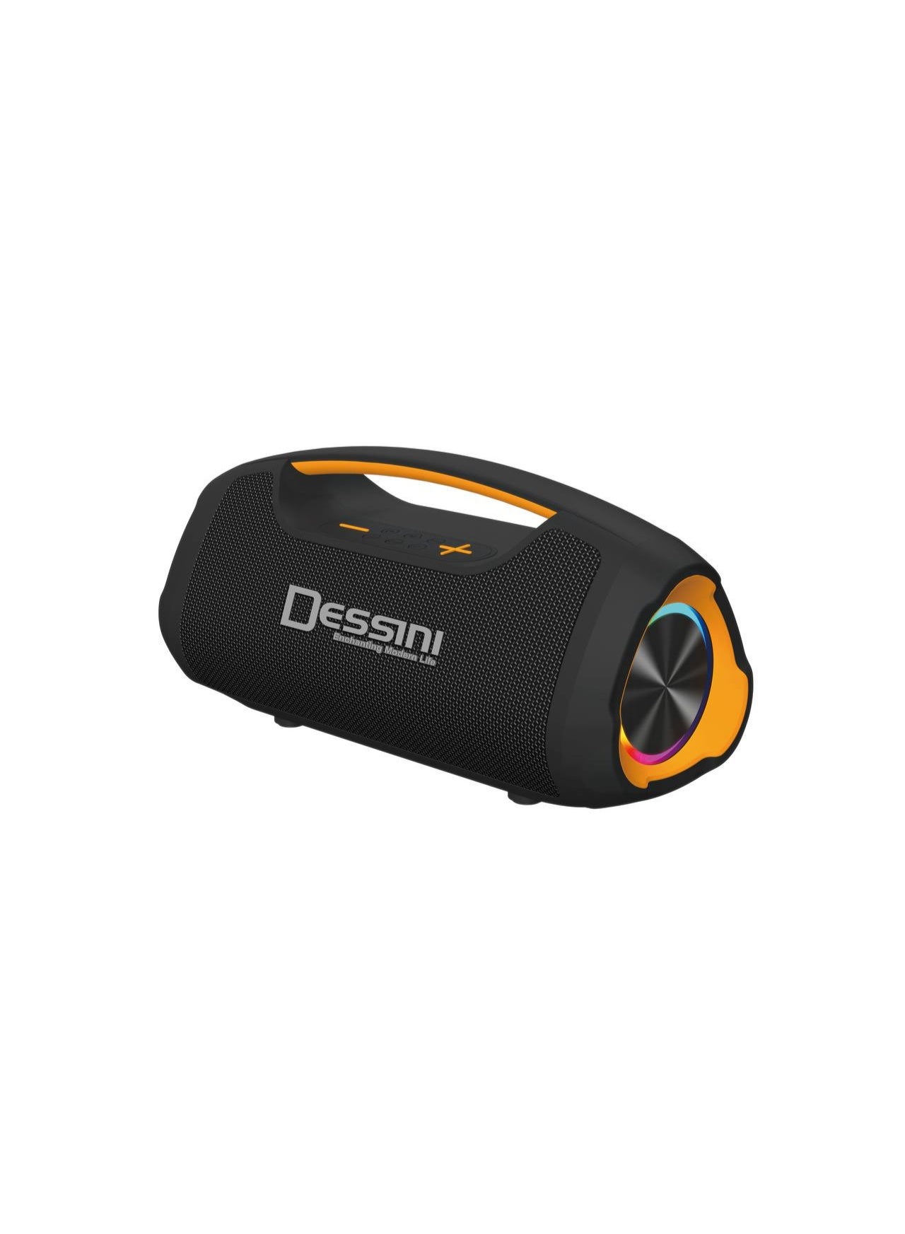 Dessini Portable Wireless Speaker KD-401 with Wireless Microphone, Bluetooth 5.3, RGB Lights, Deep Bass 2.1 Channel Sound, FM Radio, Type-C Charging – Black