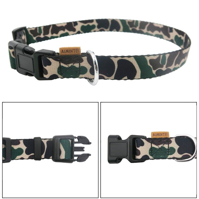 Aiminto Dog Collar, Cute Camouflage Pattern, Soft and Adjustable Collar with Quick Release Buckle (XS (Neck 9-13", Width 3/8"), Camouflage Green) - Image 2