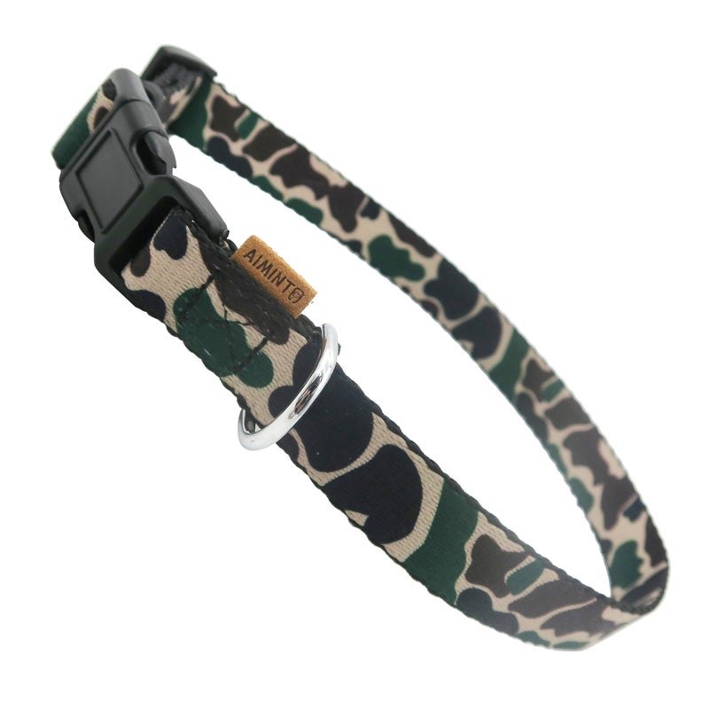 Aiminto Dog Collar, Cute Camouflage Pattern, Soft and Adjustable Collar with Quick Release Buckle (XS (Neck 9-13", Width 3/8"), Camouflage Green) - Image 1