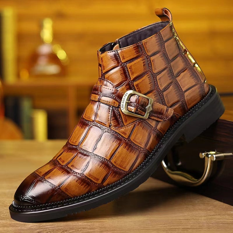 Business Casual Martin Boots Men'S Fashion Joker Mid-Help Plus Size Leather Shoes Men 39-48 Size - Image 2