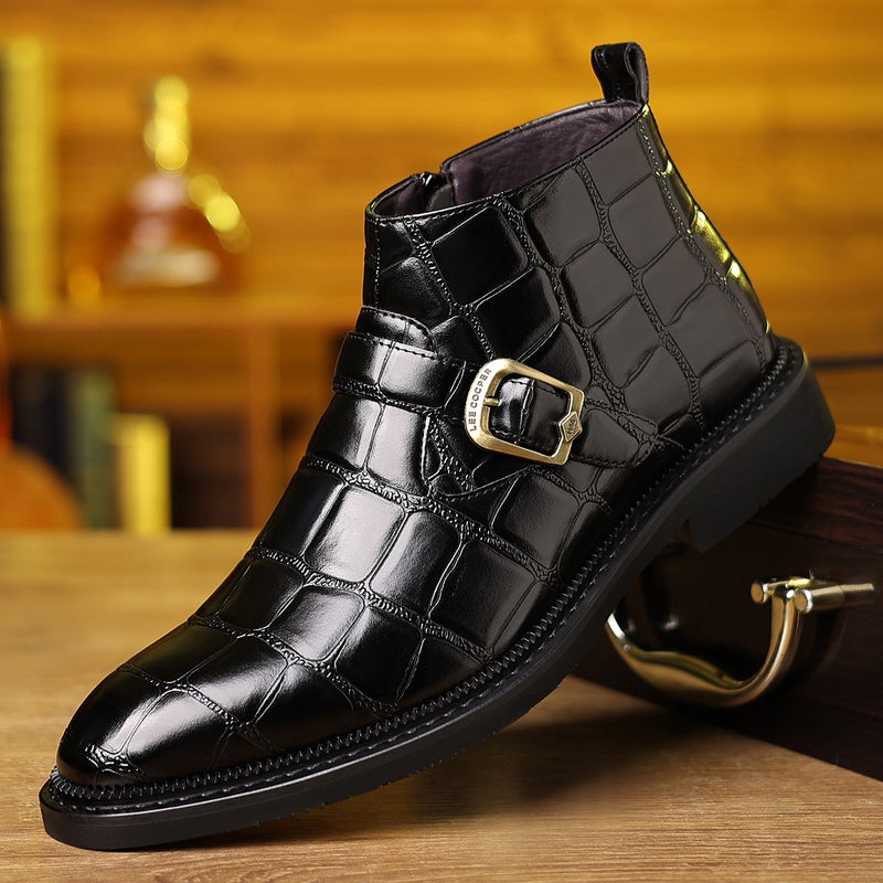 Business Casual Martin Boots Men'S Fashion Joker Mid-Help Plus Size Leather Shoes Men 39-48 Size - Image 4