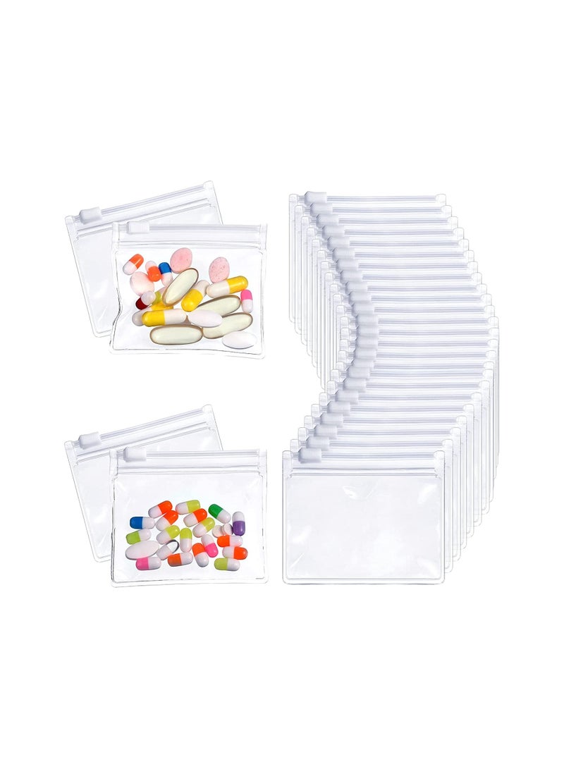 SYOSI Pill Pouch Bags, 12pcs Zippered Pill Pouch Reusable Pill Baggies Clear Plastic Pill Bags Self Sealing Travel Medicine Organizer Storage with Slide Lock for Cod Liver Oil, Pills, and Small Items - Image 1
