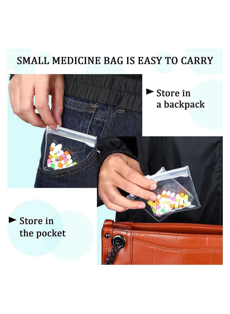 SYOSI Pill Pouch Bags, 12pcs Zippered Pill Pouch Reusable Pill Baggies Clear Plastic Pill Bags Self Sealing Travel Medicine Organizer Storage with Slide Lock for Cod Liver Oil, Pills, and Small Items - Image 2