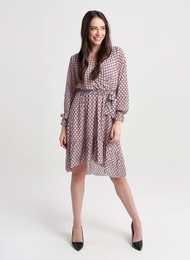 ZABAIONE Women's Pink Polka Dot Wrap Dress