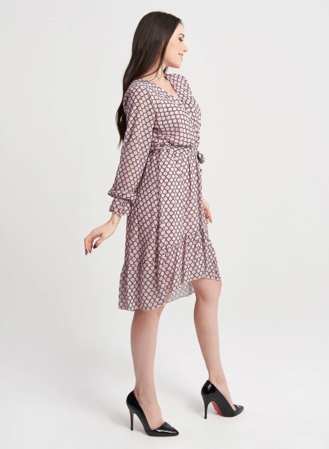 ZABAIONE Women's Pink Polka Dot Wrap Dress