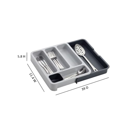 SUKHAD Utensil Cutlery Storage Drawer Tray Spoon, Knife & Cutting Tool Organizer, 38 X 29 X 5.5 Cm, Grey, Blue - Image 4