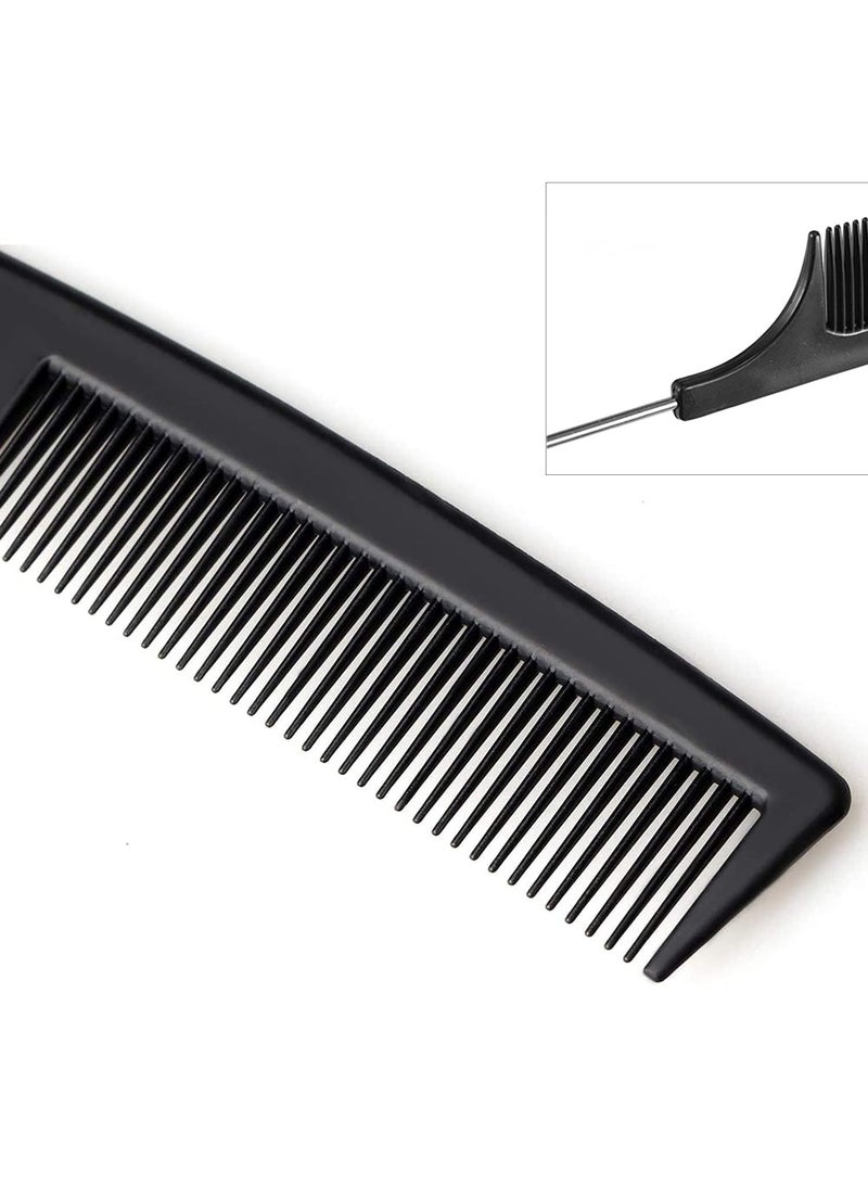 DubaiGallery Rat Tail Comb, Yumflan Nylon Hair Tail Comb Detangling Teasing Parting Comb with Stainless Steel Pintail for All Hair Types (Black) - Image 3