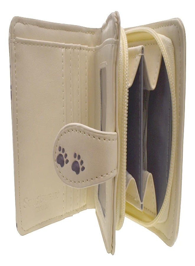 Shag Wear Playful Cats Small Wallet for Women and Teen Girls Vegan Faux Leather Beige 4.5" - Image 2