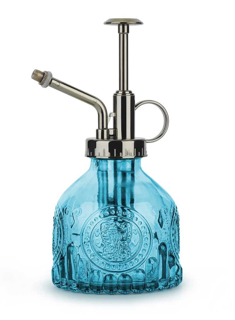 KASTWAVE Glass Plant Spray Bottle, 200ML Vintage Spray Bottle with Top Pump, Fine Mist Garden Flower Sprayer Small Decorative Spritzer Watering Can Gift for Indoor Outdoor Succulent House Plant (Blue)  - Image 1