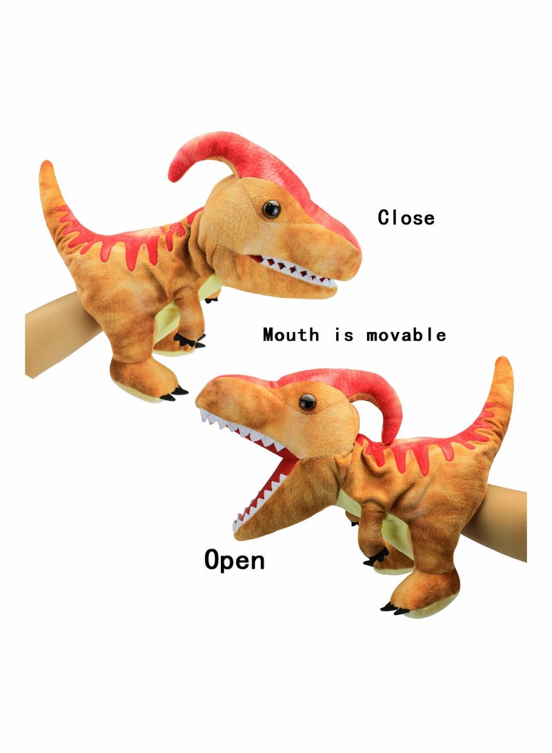 Dinosaur Hand Puppets, Paractenosaurus Jurassic World Stuffed Animal   Soft Plush Toy, Open Movable Mouth Finger Gift, Birthday Gifts for Kids, Creative Role Play - Image 3