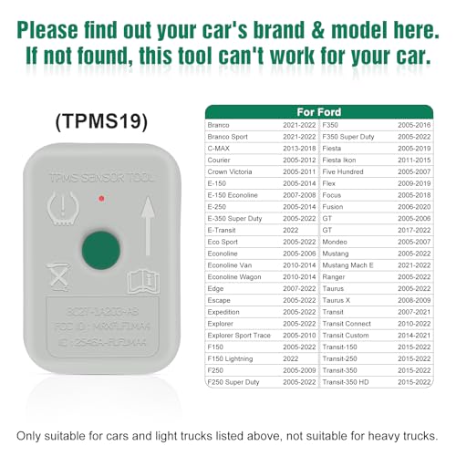 JDIAG TPMS Sensor Tool, TPMS Relearn Tool for F150 Auto TPMS Reset Sensor Programming Training Tools Tire Pressure Monitoring System (TPMS-19 / 8C2Z-1A203-A) - Image 2