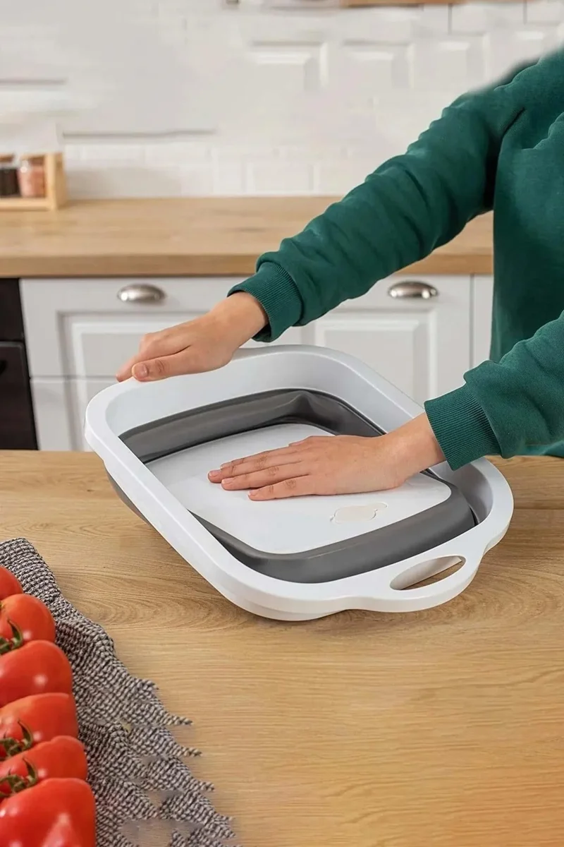Pikas Foldable Cutting Board - Basin with Strainer - Accordion Cutting Board