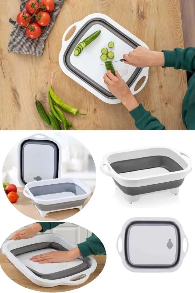 Pikas Foldable Cutting Board - Basin with Strainer - Accordion Cutting Board