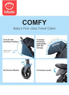 hibobi Hibobi Luxury Auto-Folding Lightweight Travel Stroller – Cabin-Approved｜Removable & Machine-Washable｜Multi-Position Recline｜Shock Absorption System｜Puncture-Proof PU Wheels｜For Ages 0–4｜Supports up to 60kg  - Image 5