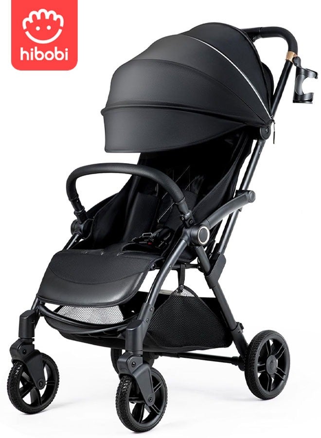 hibobi Stroller Travel Lightweight Auto Fold - Fits Airplane Overhead Bins, One Hand Push Fold, 5.8kg, 4 Wheel Suspension, Removable Washable Seat for Baby & Toddler 0-4 Years - Image 1