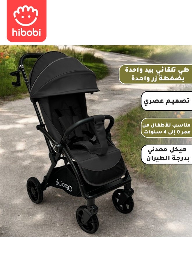 hibobi Stroller Travel Lightweight Auto Fold - Fits Airplane Overhead Bins, One Hand Push Fold, 5.8kg, 4 Wheel Suspension, Removable Washable Seat for Baby & Toddler 0-4 Years - Image 3