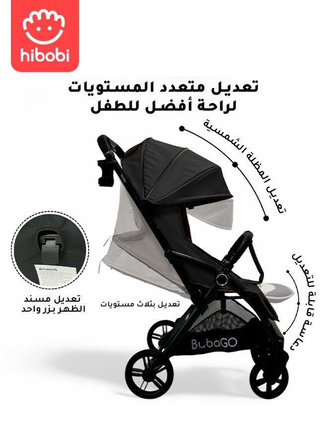 hibobi Stroller Travel Lightweight Auto Fold - Fits Airplane Overhead Bins, One Hand Push Fold, 5.8kg, 4 Wheel Suspension, Removable Washable Seat for Baby & Toddler 0-4 Years - Image 4