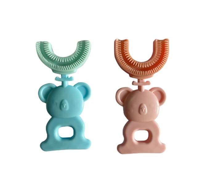 Istore Multipurpose 360° Oral Teeth Cleaning Tools, Mouth-Cleaning Silicone Clean Brushing Kids Teeth Dental Care Hand U Shape Toothbrush (Pack of 2 -Multicolor) - Image 4