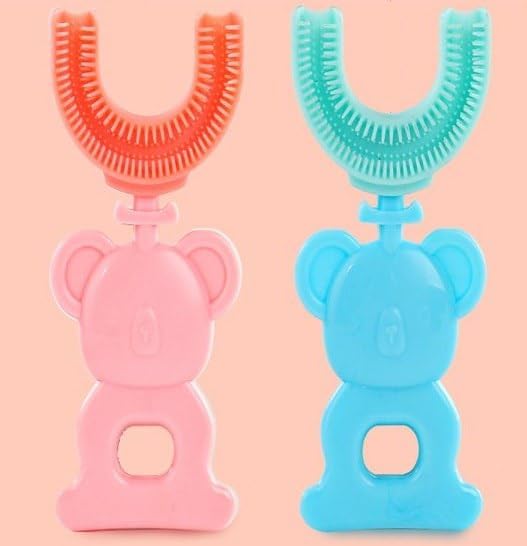 Istore Multipurpose 360° Oral Teeth Cleaning Tools, Mouth-Cleaning Silicone Clean Brushing Kids Teeth Dental Care Hand U Shape Toothbrush (Pack of 2 -Multicolor) - Image 1