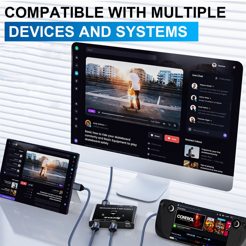 KVM switch, audio extractor separator, shared high-definition monitor, HD switch, 2 in 1 out, 4K@60Hz HD to HD, optical SPDIF - Image 3